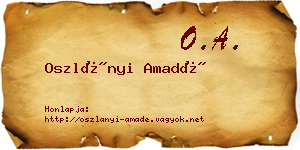 Oszlányi Amadé névjegykártya